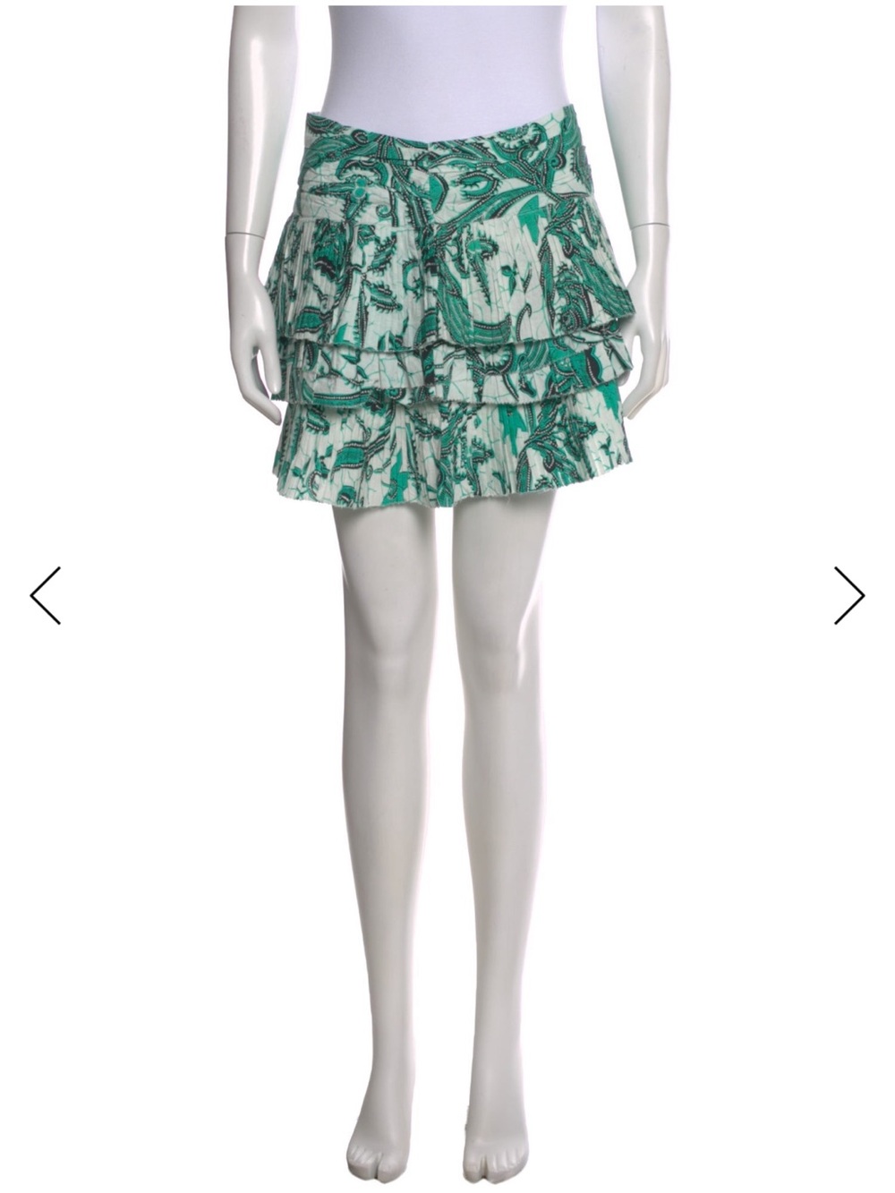 Love the Label Green Paisley Tiered Mini Skirt